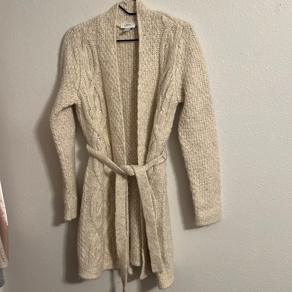 Ann Taylor LOFT Wool Knit Cardigan Duster Size M